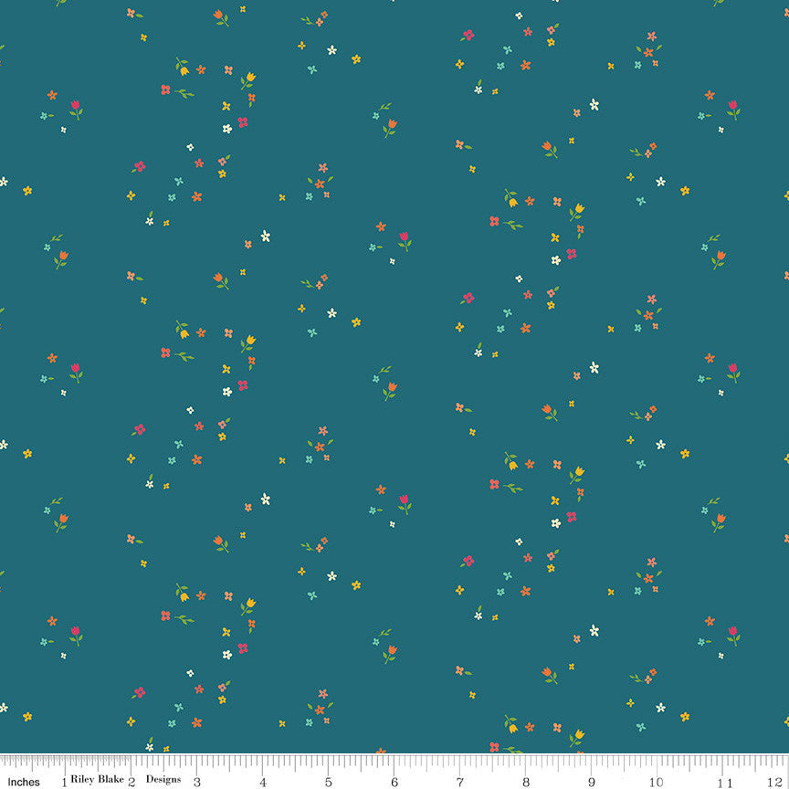 First Blooms Mini Blooms Denim Yardage by Heather Peterson for Riley Blake Designs | C16326-DENIM