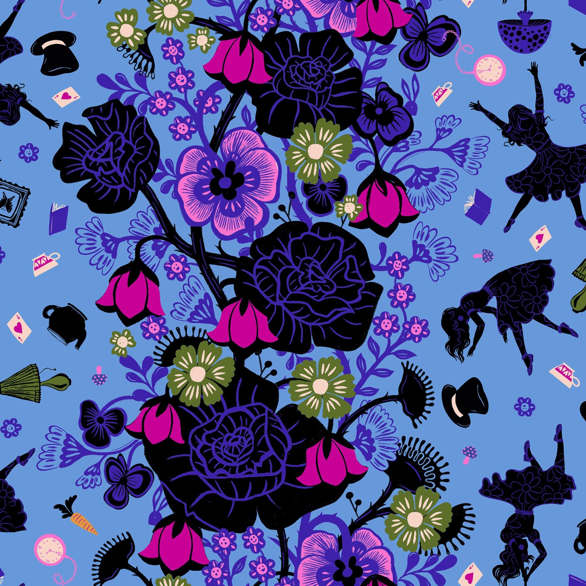 PRESALE Hello Alice Rabbit Hole Lindley Blue Yardage by Sarah Watts for Ruby Star Society | SKU