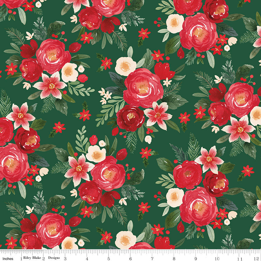 Charming Christmas Main Green Yardage by Kelsey Carlson for Riley Blake Designs | C16350-GREEN