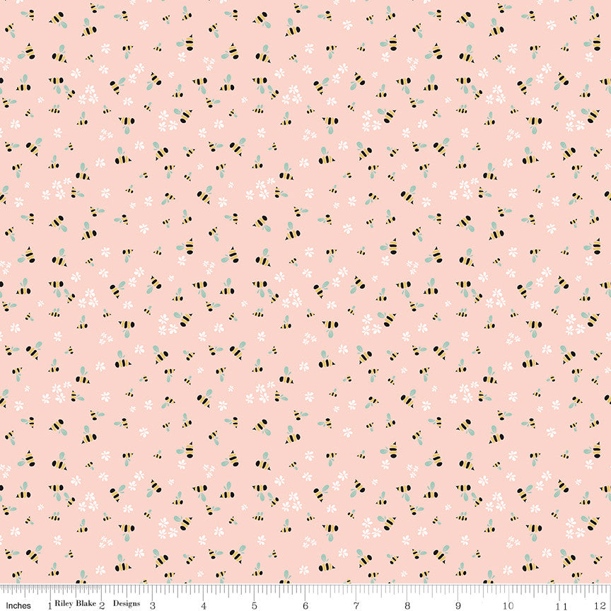 Clover Farm Bees Blush Yardage by Gracey Larson for Riley Blake Designs | C14764 BLUSH | Remnant Pieces