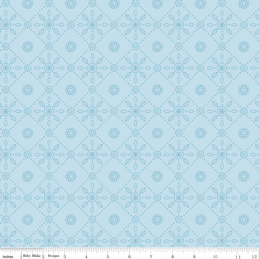 Little Darlin' Folk Tile Blue Yardage by the RBD Designers for Riley Blake Designs | C16973-BLUE