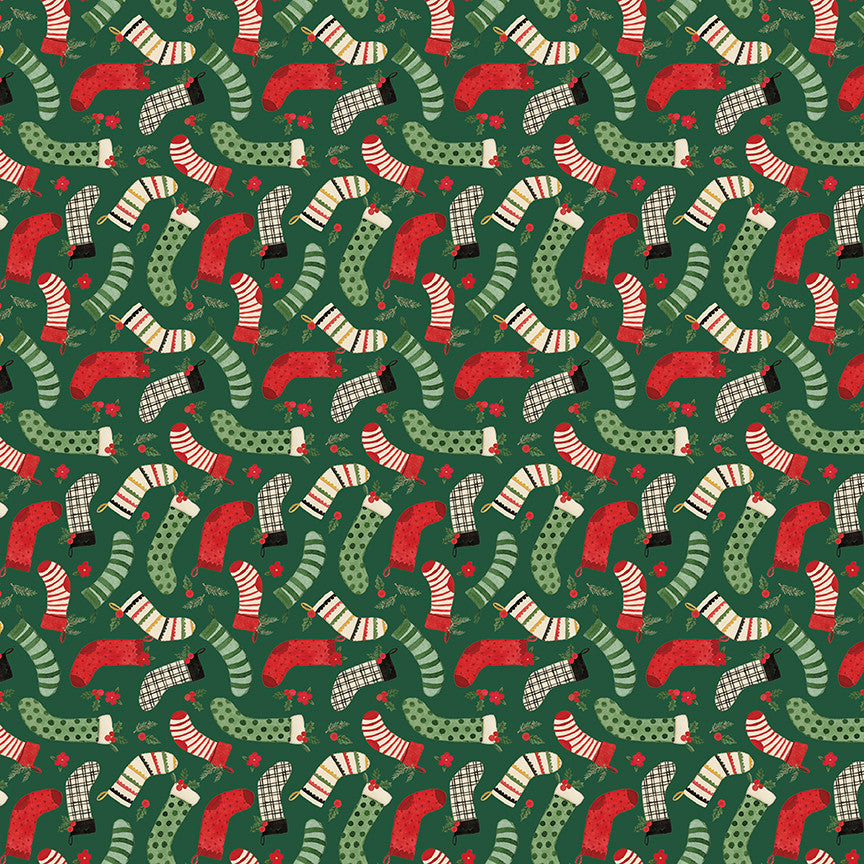 Charming Christmas Stockings Green Yardage by Kelsey Carlson for Riley Blake Designs | C16353-GREEN