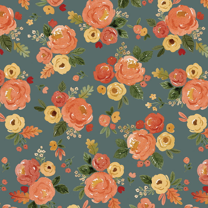 Happy Fall Days Main Teal Yardage by Kelsey Carlson for Riley Blake Design | C16340-TEAL
