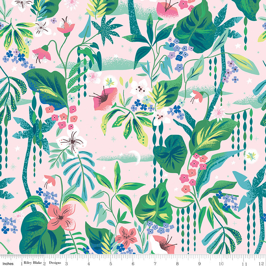 Forever Neverland Tropical Floral Pink Yardage by Jill Howarth for Riley Blake Designs | C15903-PINK