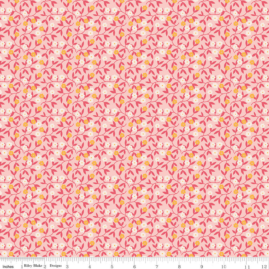 Gentler Times Gracious Coral Yardage by Lori Holt of Bee in My Bonnet For Riley Blake Designs | C16478-CORAL