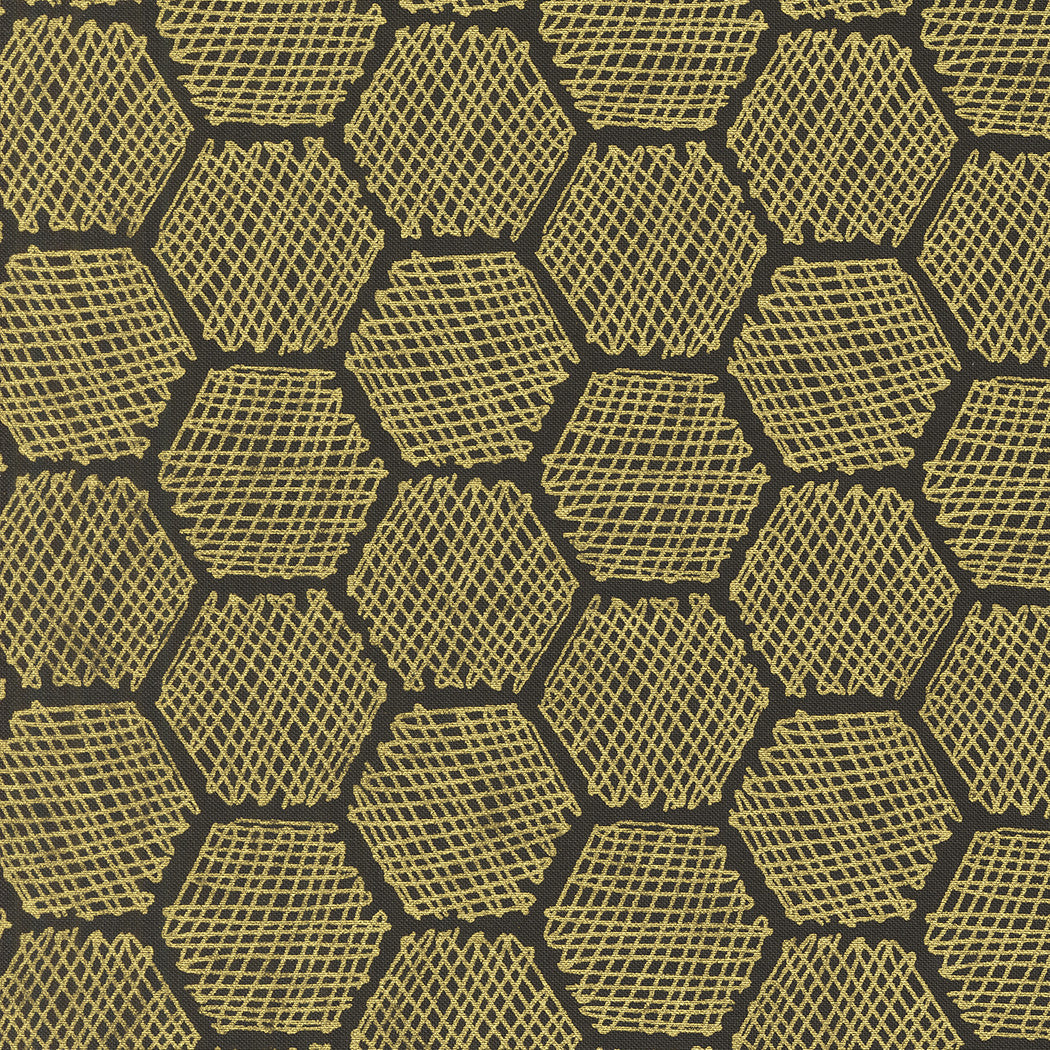 Bee Garden Honeycomb Metallic Black by Gingiber for Moda Fabrics | 48416 21M