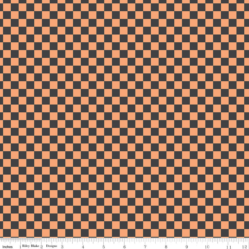 Hey Pumpkin Checks Charcoal Yardage by My Mind's Eye for Riley Blake Designs | C16036-CHARCOAL