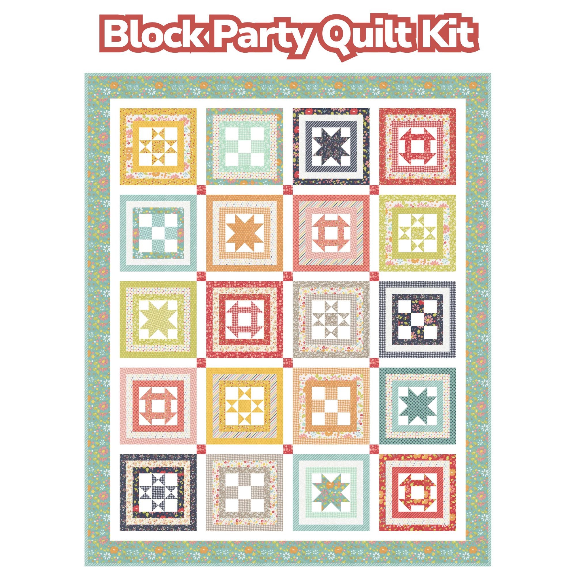 Block Party Custom Quilt Kit With Delightfully Yours by Sherri & Chelsi for Moda Fabrics | 63" x 76 1/2"