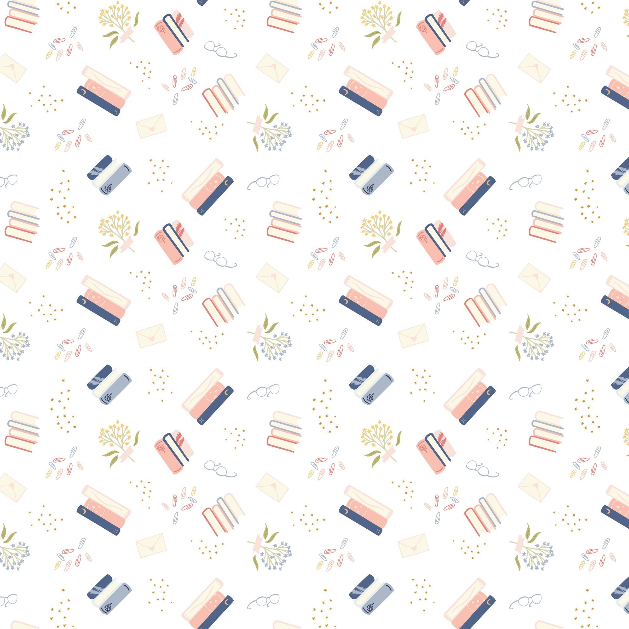 Between the Pages Bookish Life White Yardage by Fran Gulick of Cotton and Joy for Riley Blake Designs | C15371-WHITE