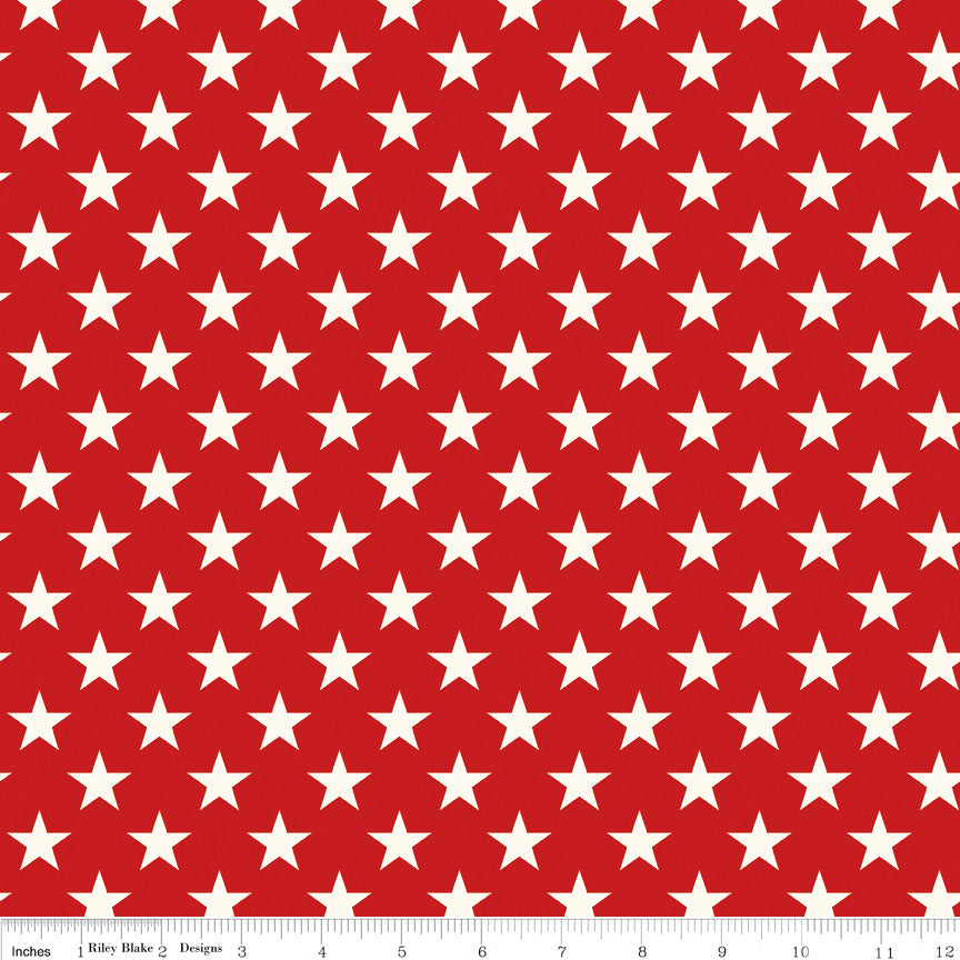 Freedom Garden Stars Red Yardage by My Mind's Eye for Riley Blake Designs | C15622-RED