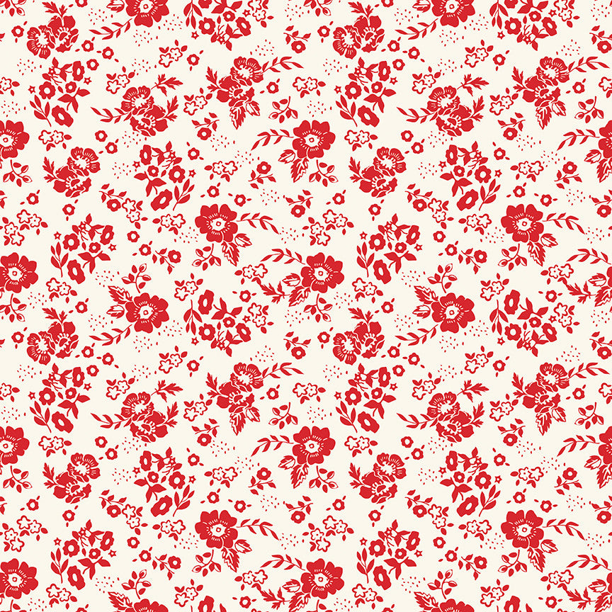 Freedom Garden Medium Floral White Yardage by My Mind's Eye for Riley Blake Designs | C15621-WHITE