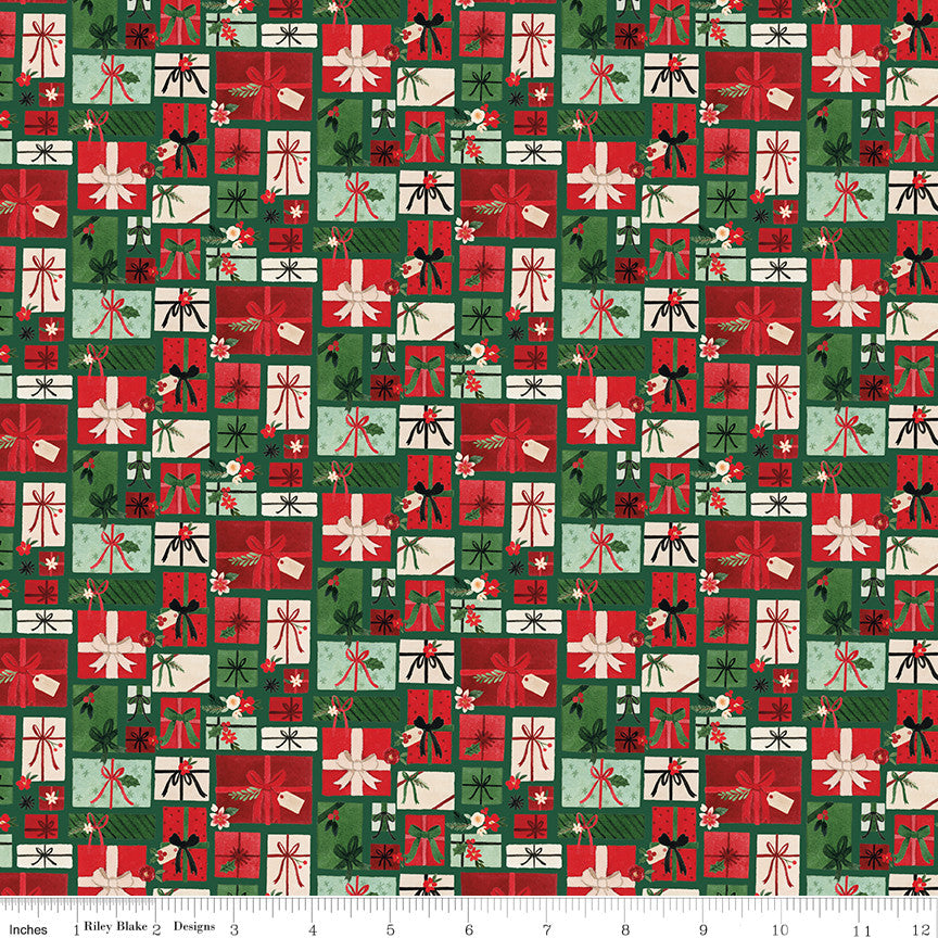Charming Christmas Pretty Presents Green Yardage by Kelsey Carlson for Riley Blake Designs | C16352-GREEN