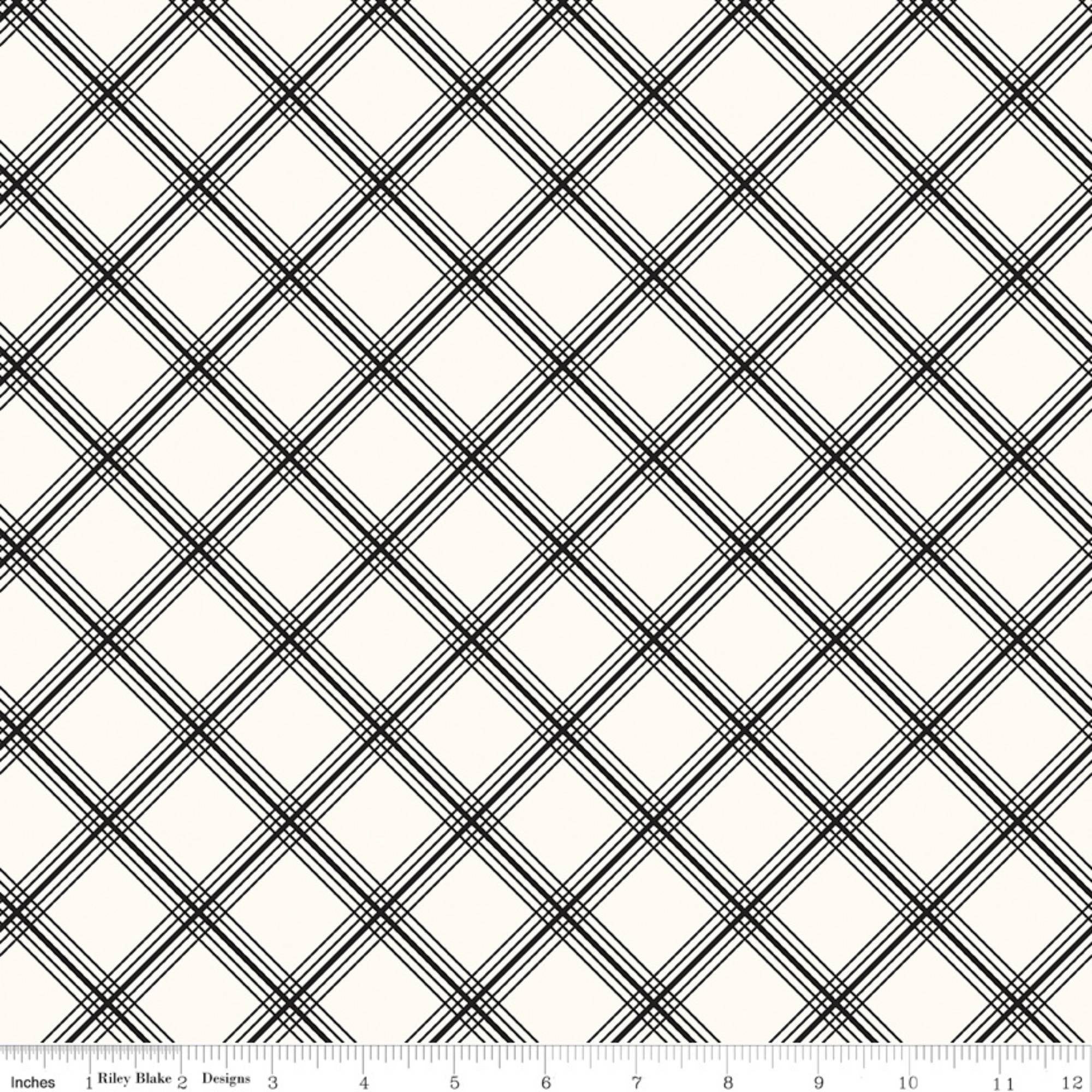 Midnight Meadow Plaid Cream Yardage by My Mind's Eye for Riley Blake Designs | C15322-CREAM