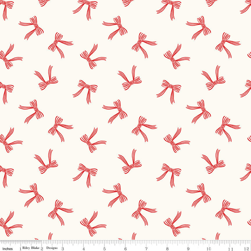 Designer Flannel Bows Cream Yardage by My Mind's Eye for Riley Blake Designs | F16525-CREAM