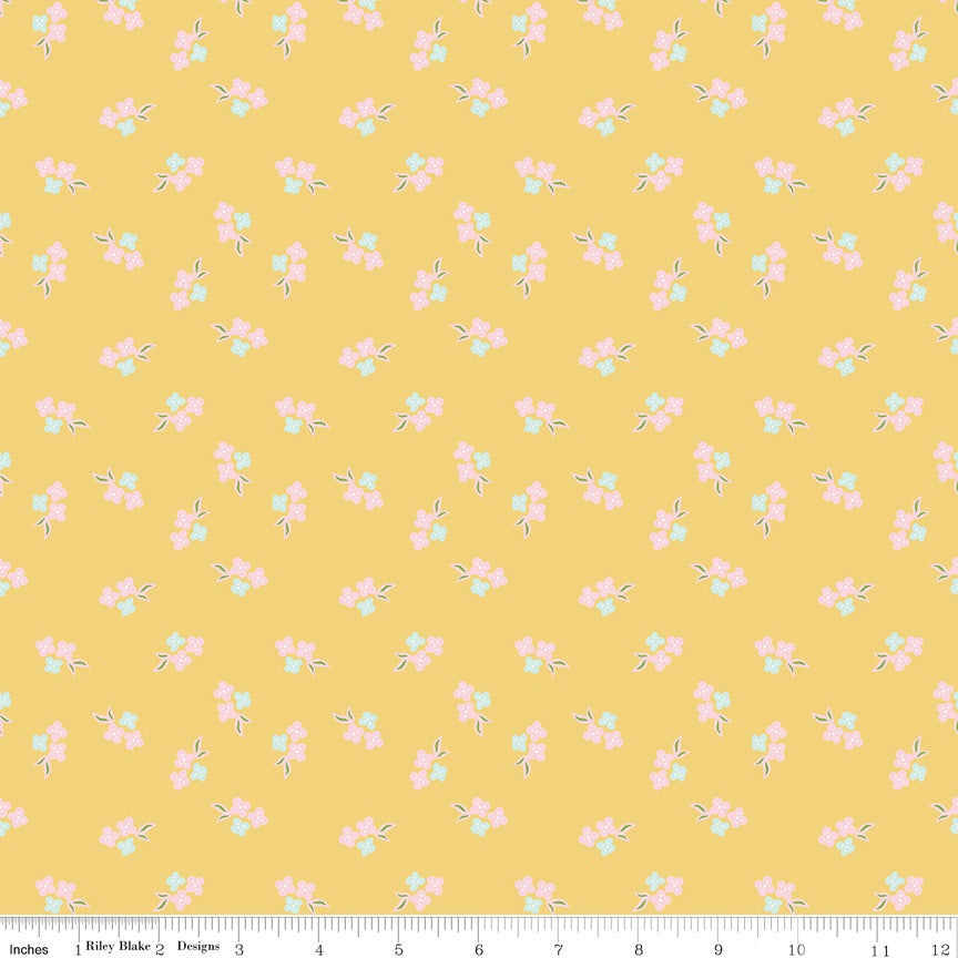 Summer Skies and Fireflies Floral Yellow Yardage by Gracey Larson for Riley Blake Designs | C16377-YELLOW
