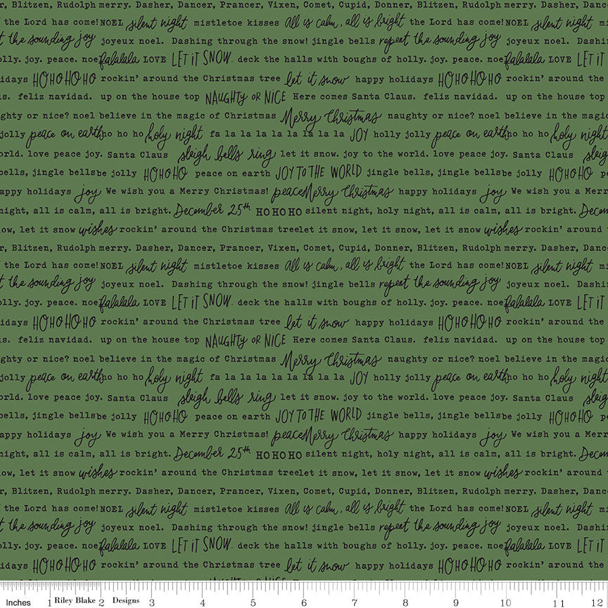 Charming Christmas Words Green Yardage by Kelsey Carlson for Riley Blake Designs | C16357-GREEN