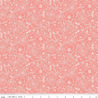 My Valentine Coral Lined Roses Yardage by Echo Park Paper Co. for Riley Blake Designs | C14153 CORAL