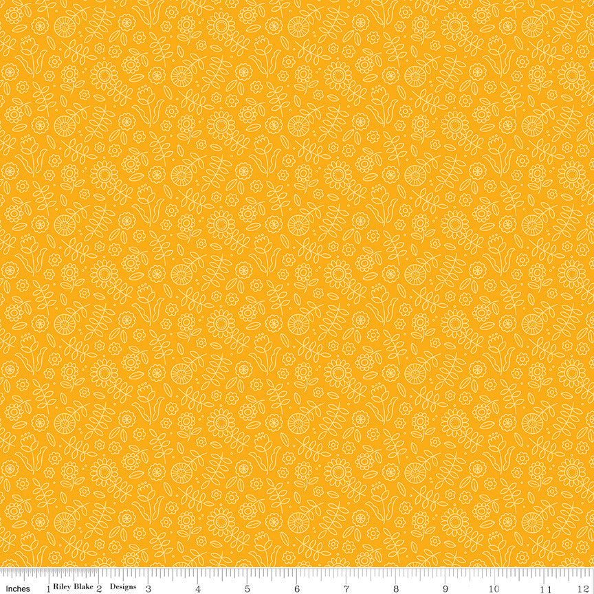Little Darlin' Tonal Floral Orange Yardage by the RBD Designers for Riley Blake Designs | C16972-ORANGE