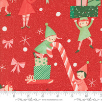 Tiny Christmas Elves Christmas Red Yardage by Lizzy House for Moda Fabrics | 37131 12