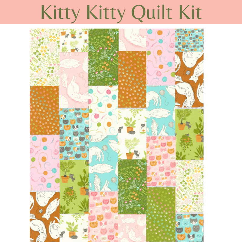 Kitty Kitty Quilt Kit | 57" x 70" | Beginner Friendly - Comes together Quick! | Custom Cat Quilt