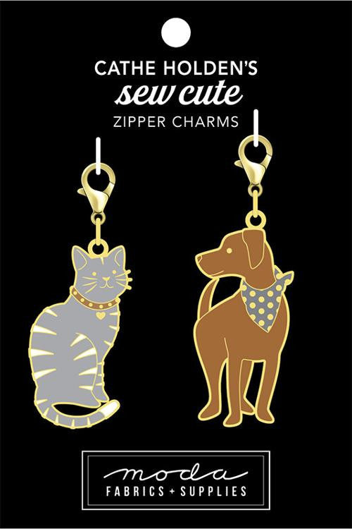 Sale!  Cathe Holden's Dog and Cat Sew Cute Zipper Charms |2 Charms | CH121