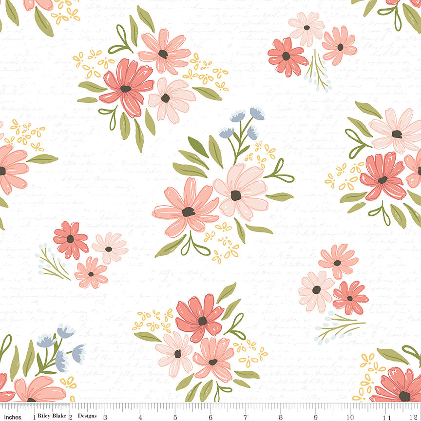 Between the Pages Main White Yardage by Fran Gulick of Cotton and Joy | C15370-WHITE