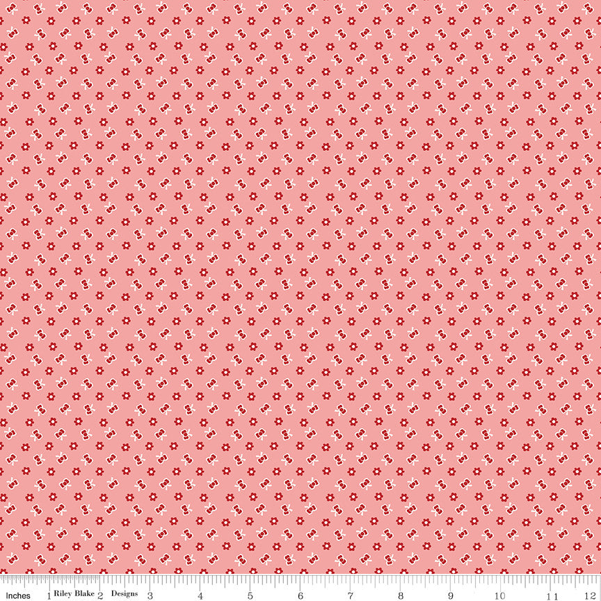 Sale! Home Town Heirloom Coral Hardman Yardage by Lori Holt for Riley Blake Designs |C13587 HEIRCORAL