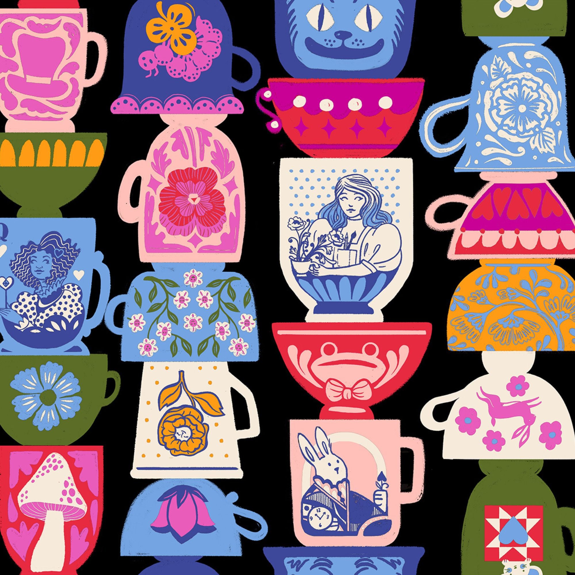 PRESALE Hello Alice Tea Party Black Yardage by Sarah Watts for Ruby Star Society | RS2122 13