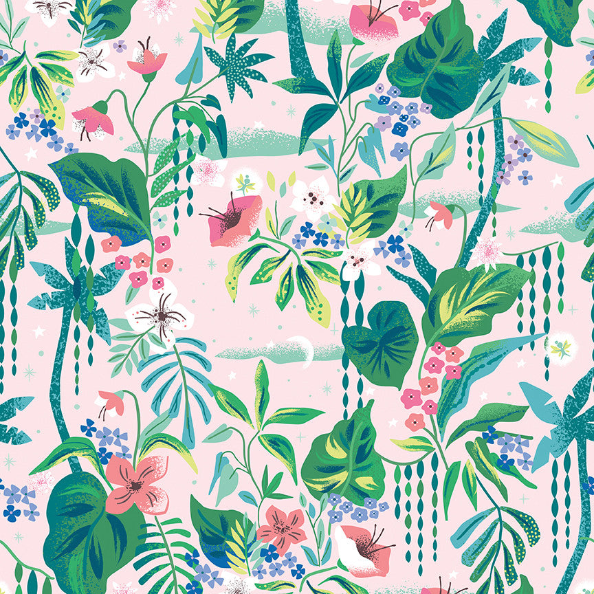 Forever Neverland Tropical Floral Pink Yardage by Jill Howarth for Riley Blake Designs | C15903-PINK