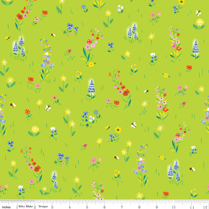 100 Aker Woods Picnic Meadow Lime Yardage by Jill Howarth for Riley Blake Designs | C15172-LIME