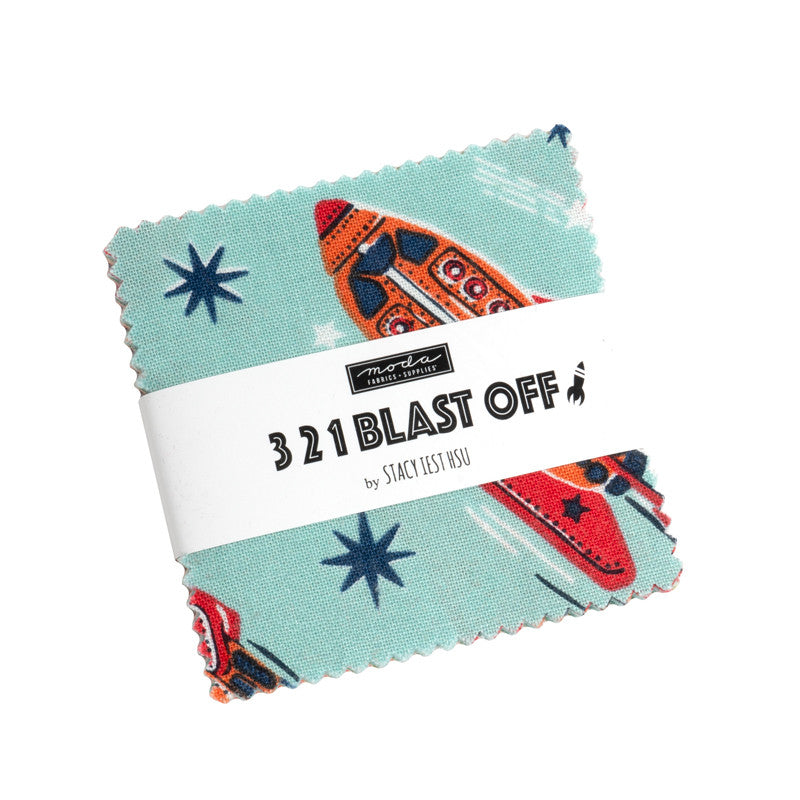 321 Blast Off Mini Charm by Stacy Iest Hsu for Moda Fabrics | 42 Precut 2.5" Squares | 20950MC