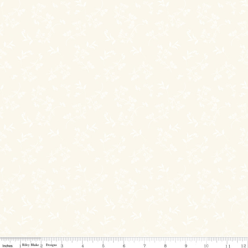 Penelope Stems White on Cream Yardage by My Mind's Eye for Riley Blake Designs | C16641-WHITE