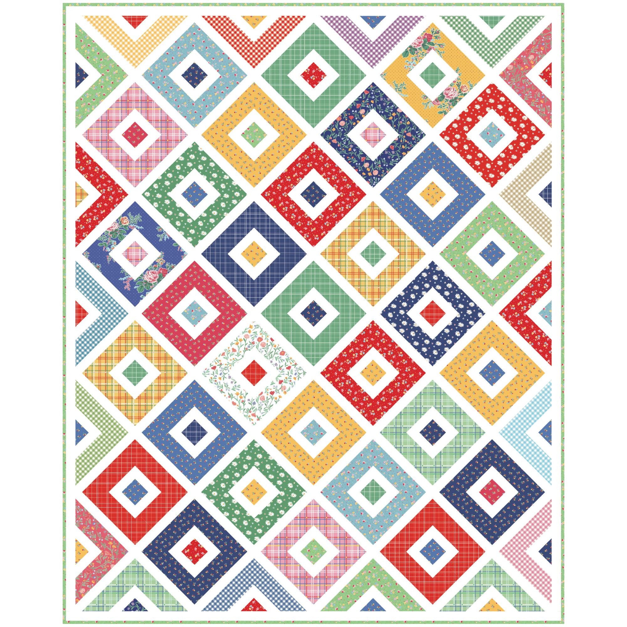 Four Square Custom Quilt Kit With Simple Pleasures by American Jane for Riley Blake Designs | Quilt Size 50" x 66"
