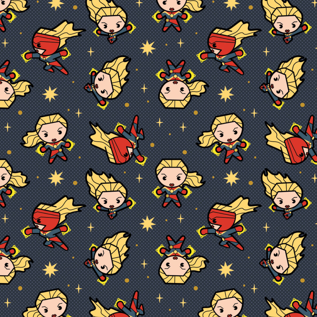 Sale! Captain Marvel Yardage by Camelot Fabrics | 13020706 | Kawaii Avengers Fabric | Fat Quarter Remnant