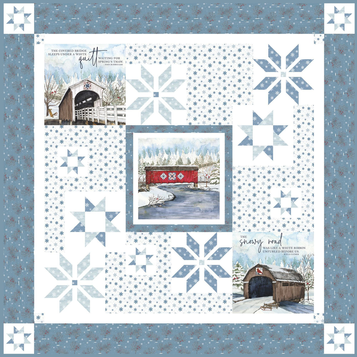 Snowflakes Over Covered Bridges Quilt Kit