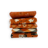 Halloween Fat Quarter Bundle Orange | Frank and Friends by My Mind's Eye | 5 Fat Quarters | Curated Bundle