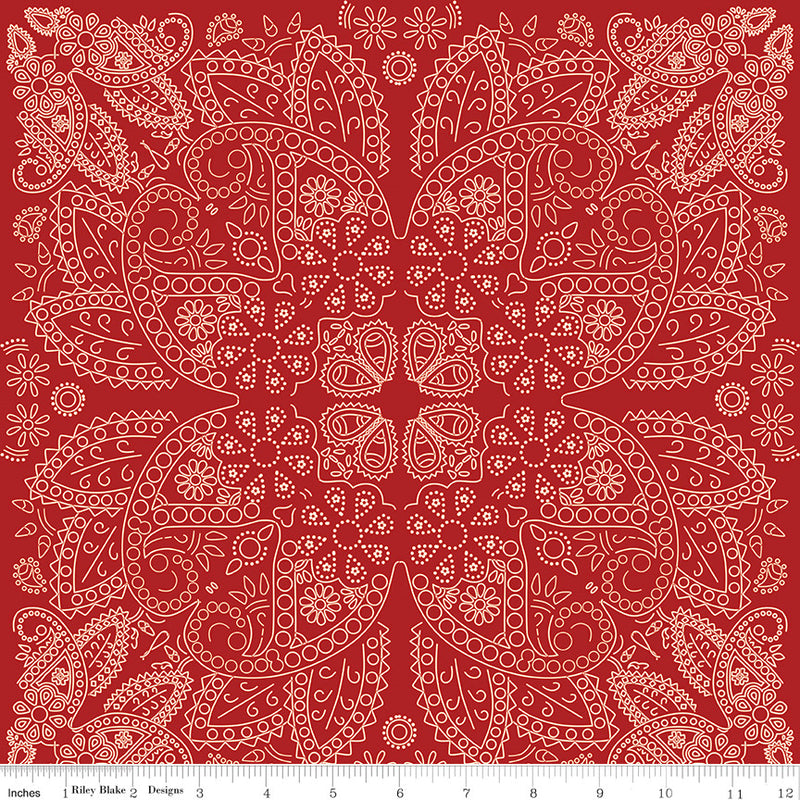 Cowboys Bandana Barn Red by Echo Park Paper Co. for Riley Blake Designs | C15493-BARNRED