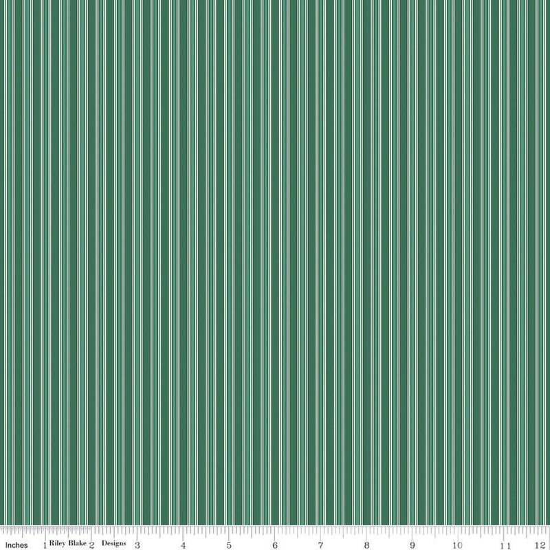 Merry Little Christmas Green Stripes Yardage by My Mind's Eye for Riley Blake Designs |C14847 GREEN