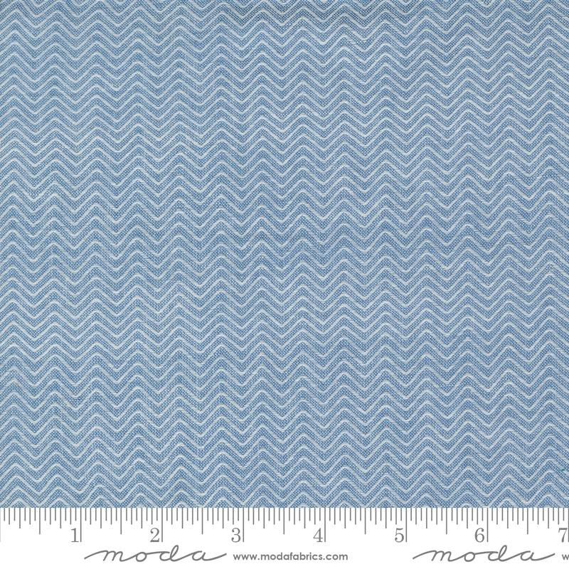 Denim and Daisies Wovens Chevron Blue Jeans Yardage by Fig Tree for Moda Fabrics | 12222 17