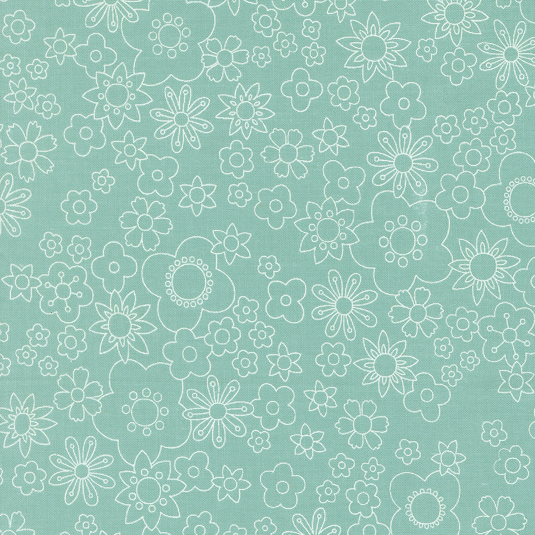 Happy Daze Petal Power Aqua Yardage by Chloe’s Closet for Moda Fabrics | 33841 28