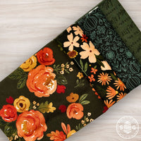 Happy Fall Days Custom Fat Quarter Bundle Green by Kelsey Carlson for Riley Blake Design | 4 Precut Fat Quarters
