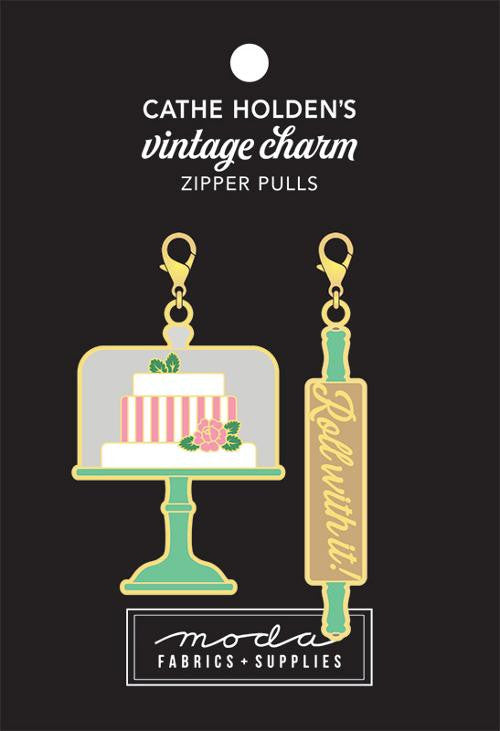 Sale! Cathe Holden's Sew Cute Baking Vintage Charm Zipper Pulls |CH116V | Zipper Charms