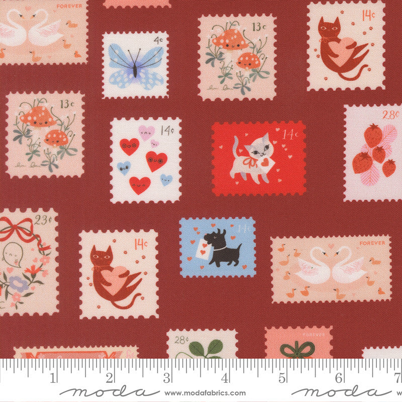 PRESALE Funny Valentine Stamps Rose Yardage by Lizzy House for Moda Fabrics | 37143 17