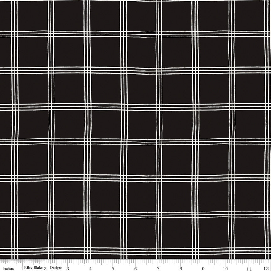 PRESALE Moonlit Trellis Grid Black Yardage by My Mind's Eye for Riley Blake Designs | C18215-BLACK