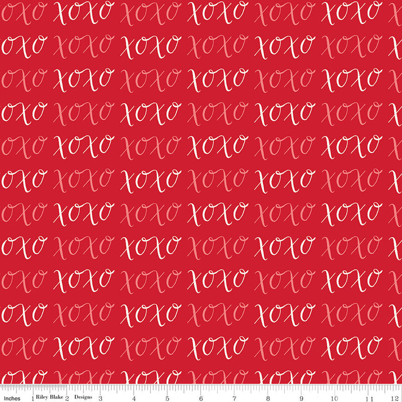 Letters to Cupid XOXO Red Yardage by My Mind's Eye for Riley Blake Designs | C16983-RED