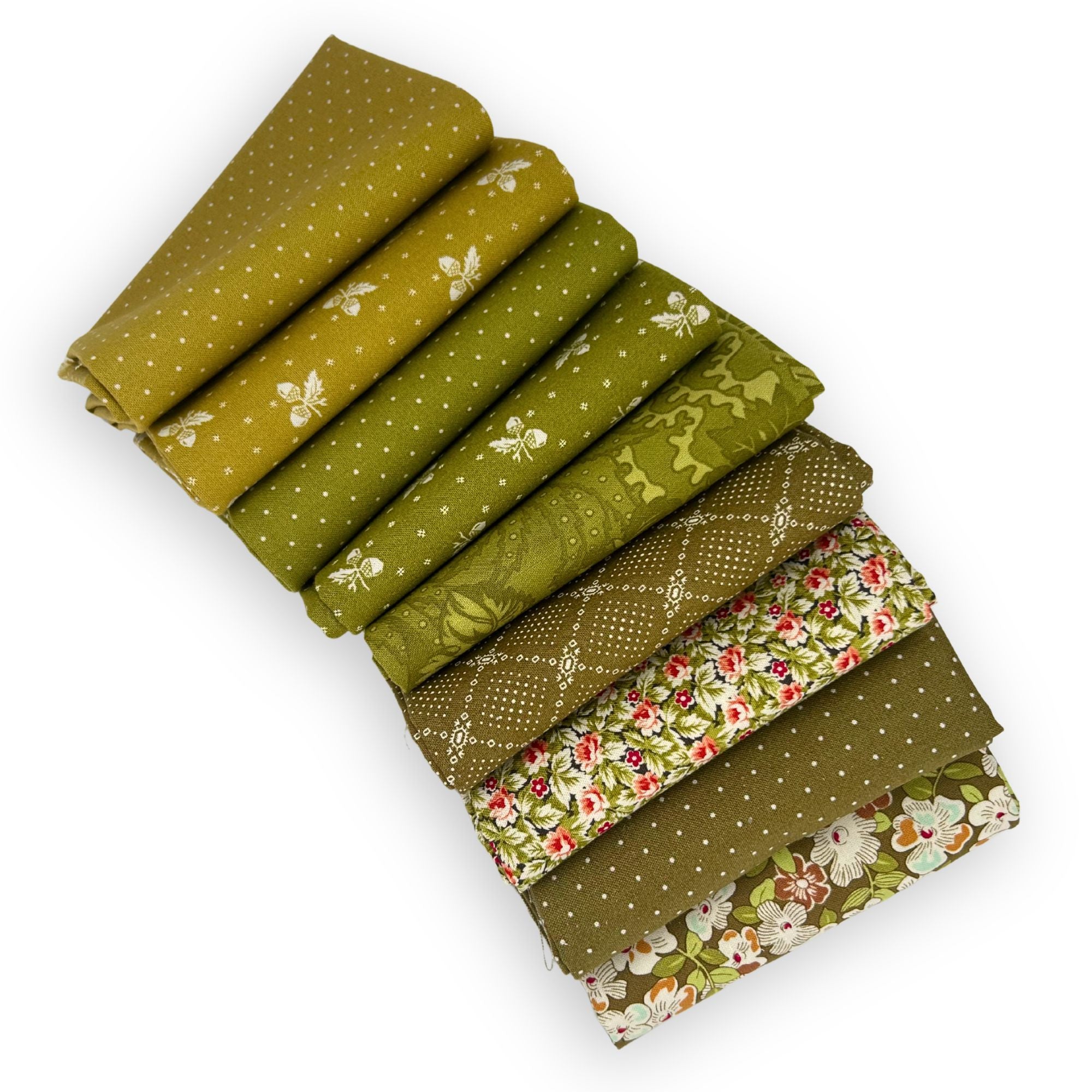 Butternut and Sage Fat Quarter Bundle Green by Fig Tree & Co for Moda Fabrics | 9 Fat Quarters | Curated Bundle