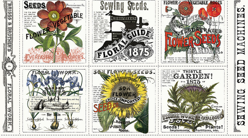 Sewing Seeds III Seed Catalog Patch Panel by J. Wecker Frisch for Riley Blake Designs | Panel Size 24" x 43" | PD15681-PANEL