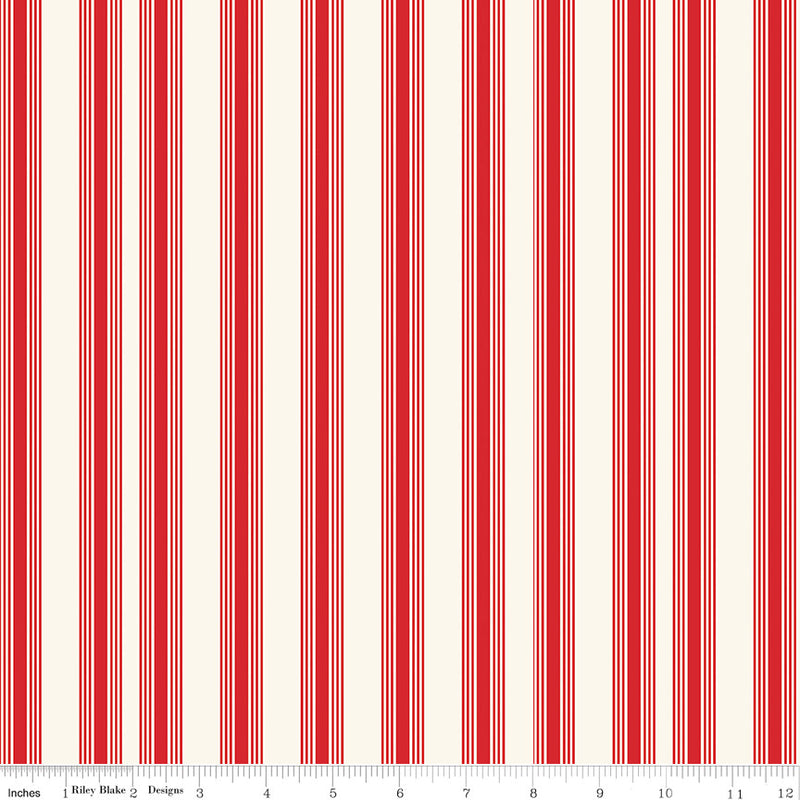 Freedom Garden Stripes Red Yardage by My Mind's Eye for Riley Blake Designs | C15623-RED