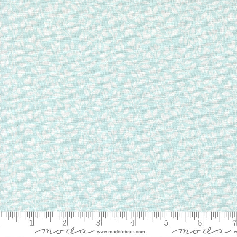 Abide Hearts and Leaves Light Blue Yardage by Brenda Riddle Designs for Moda Fabrics | 18794 14
