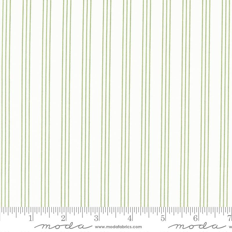 Lighthearted Cream Green Stripe Yardage by Camille Roskelley for Moda Fabrics |55296 22